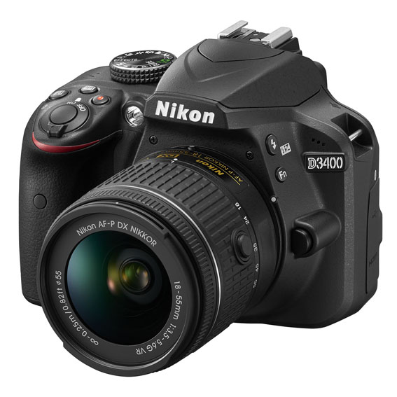 D3400 BK 18 55 VR frt34l.high  - Nikon D3400